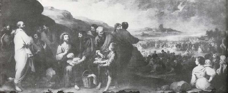 Bartolome Esteban Murillo Miracle of the Loaves and Fishes Norge oil painting art